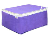 Heart Home Non Woven Petticoat Cover Wardrobe Organiser|Solid Color & Durable Zipper|Ideal For Travel & Storage|Size 36 x 28 x 29 CM|Pack of 3 (Purple)-HS_38_HEARTH21679